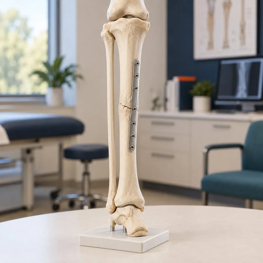 Fractured bone with fixation plate — trauma and fracture care