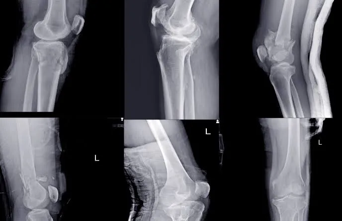 X-rays of complex knee fractures after an accident