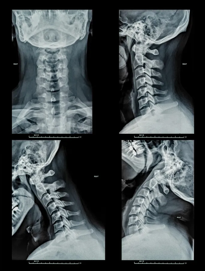Cervical spine X-rays after a neck injury from an accident